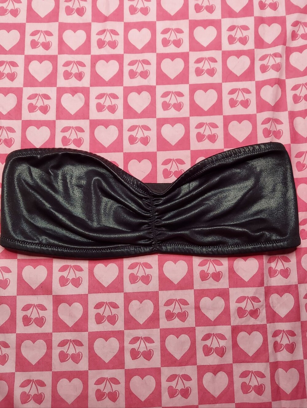 Victoria's Secret PINK Black Shiny Strapless Bra